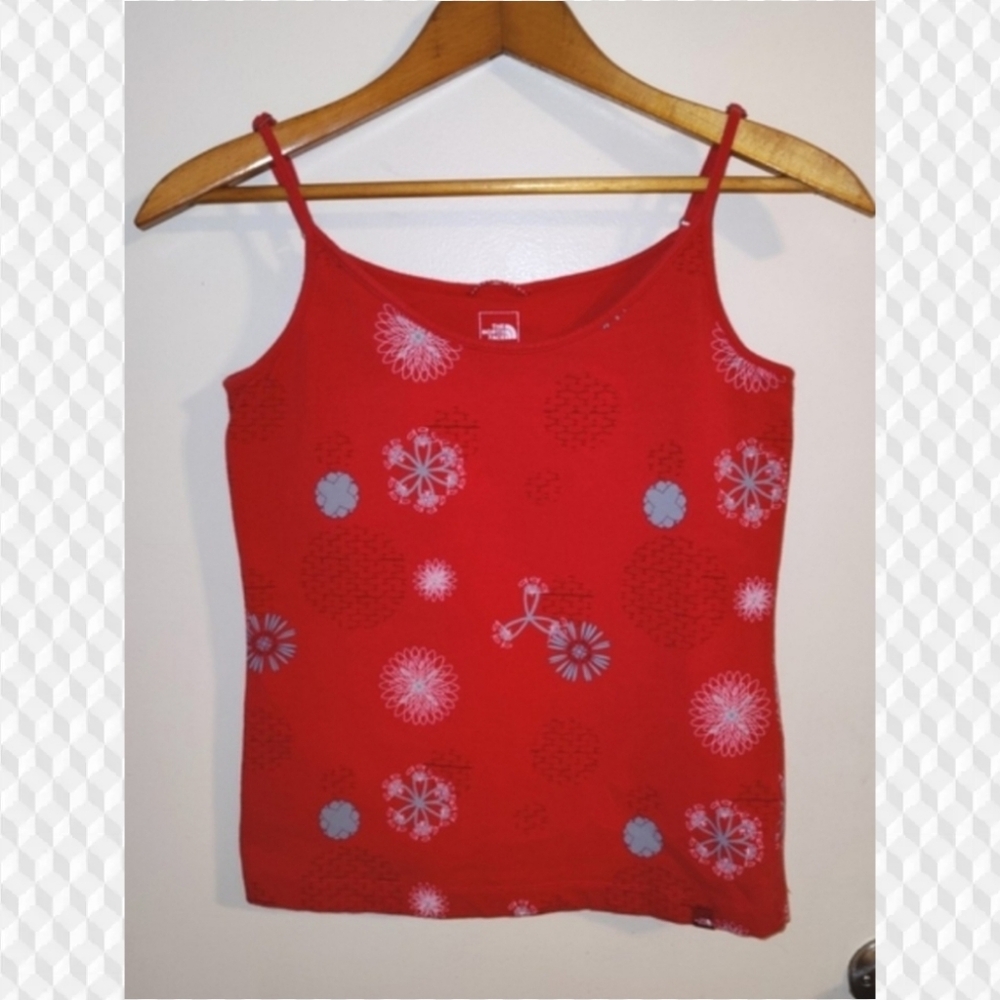 Y2K The North Face Women's Red Patterned Camisole Geometric Pattern/Built In Bra